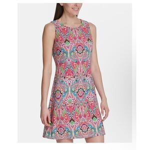 Tommy Hilfiger 16W Pink Multicolor Floral Liquid Knit Knee Length Dress